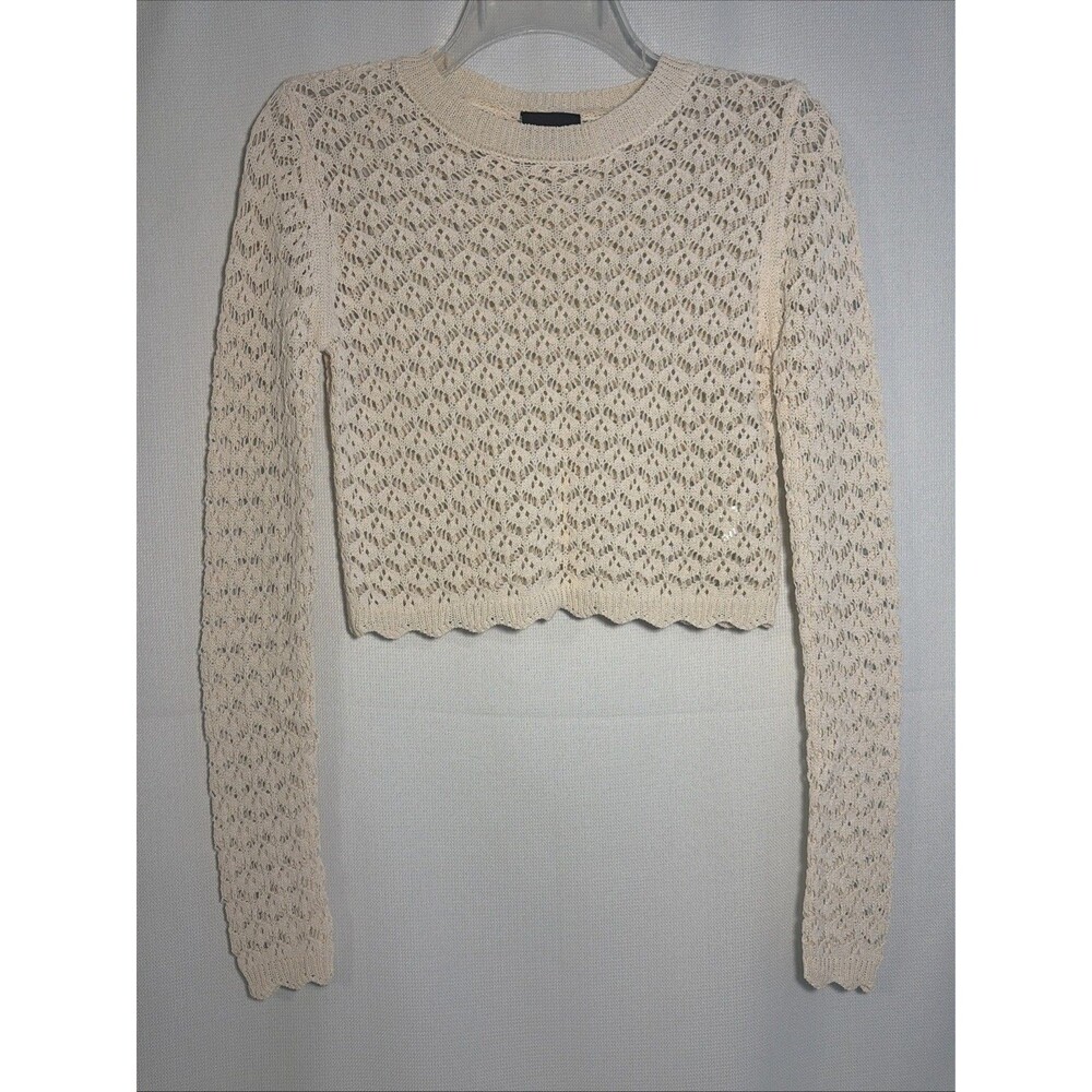 Misou Muse Women’s Small Cropped Crochet Top Beige